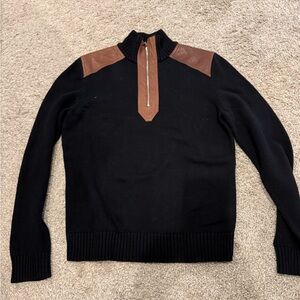 Ralph Lauren Black and Brown Zip-Up Sweater